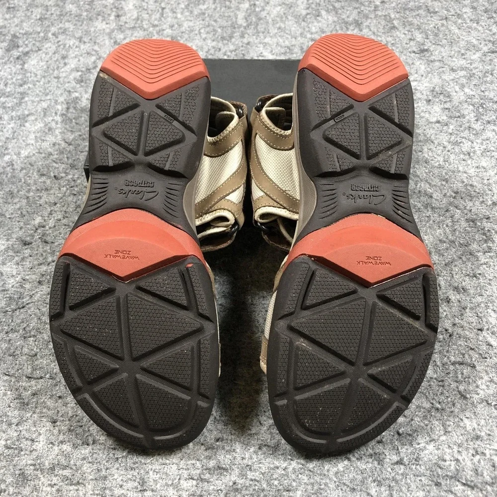 Clarks WaveWalk Sandals Mens 12 Tan Suede Adjustable Sport Water Friendly